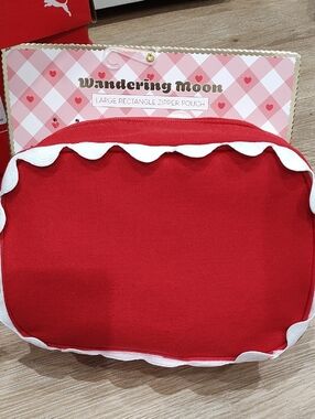 Wandering Moon Red Large Rectangle Zipper Pouch